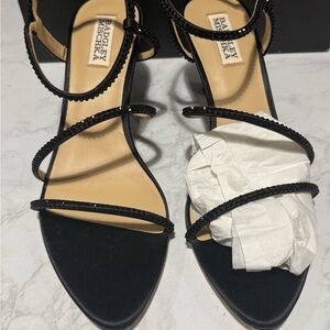 Badgley Mischka Black Strappy Beaded Dress Sandals
